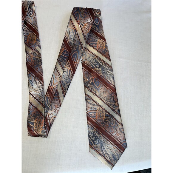 Stacy Adams Dress Tie Men’s Size 57” Brown Paisley 100% Microfiber Designer - Picture 4 of 12
